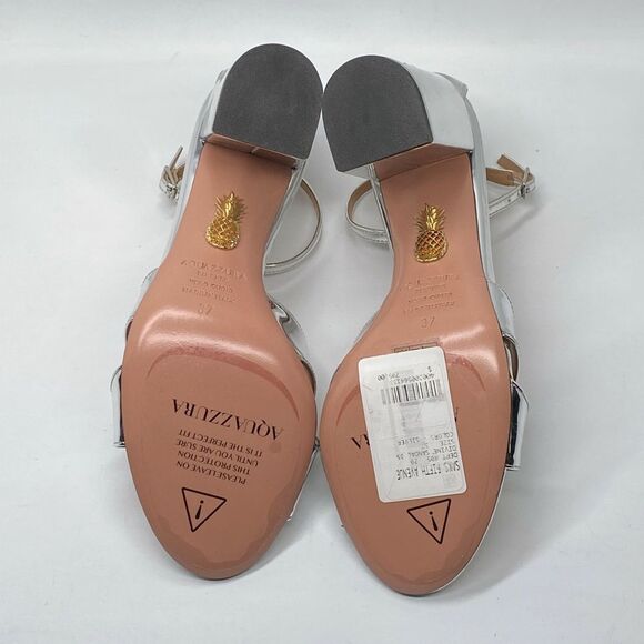 Aquazzura Divine 85MM Metallic Block-Heel Sandals size 37 - Picture 15 of 16